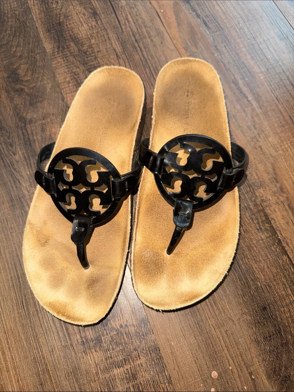 Tory Burch Miller Cloud sandals feature a black patent leather - Picture 14 of 14